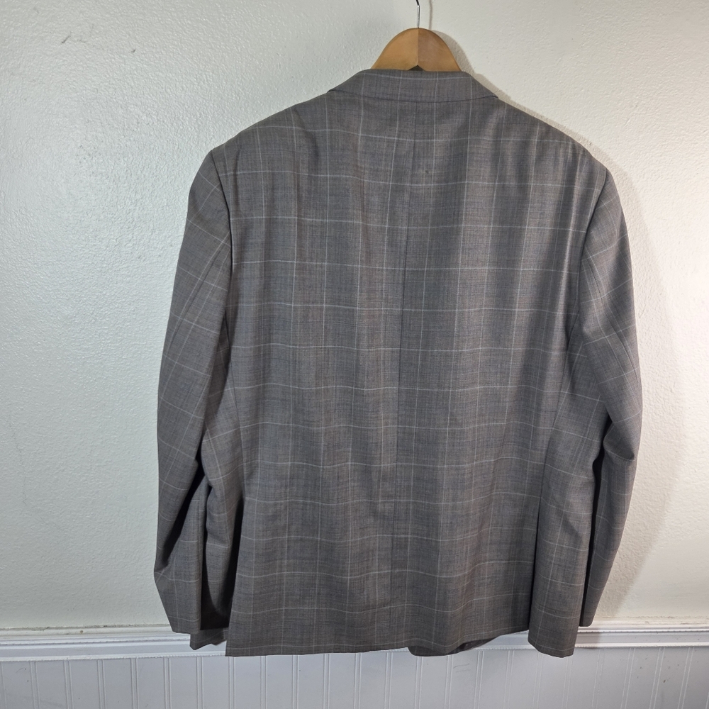 Men's Michael Kors Taupe Two Button Checkered Work Career Blazer Jacket Size 50R - Picture 4 of 14